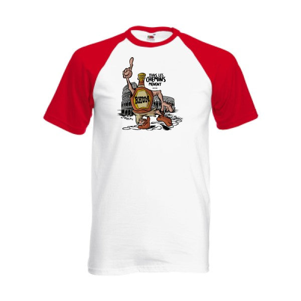 T-shirt fruit of the loom baseball  couleur White/Red