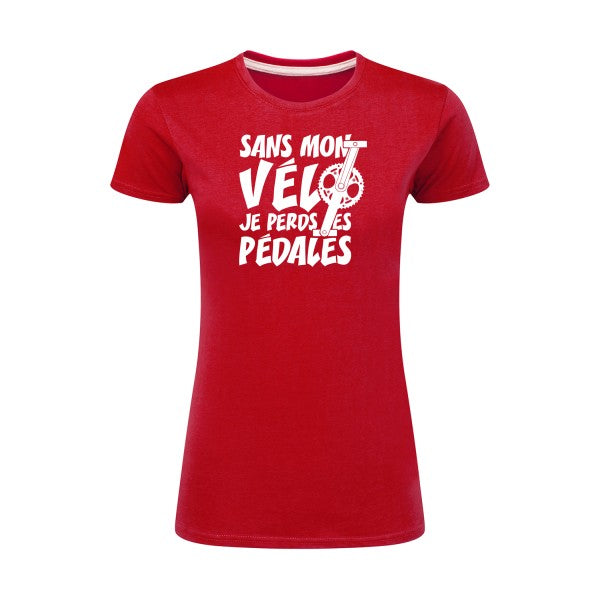 Sans mon vélo, je perds les pédales ! | Blanc |T shirt original femme|SG