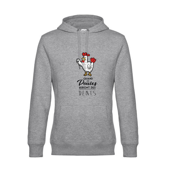quand-les-poules-auront-des-dents- Sweat à capuche original Heather Grey - RueDuTeeshirt