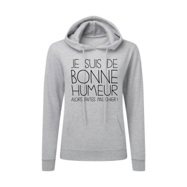 BONNE HUMEUR Noir |Sweat original à capuche Femme