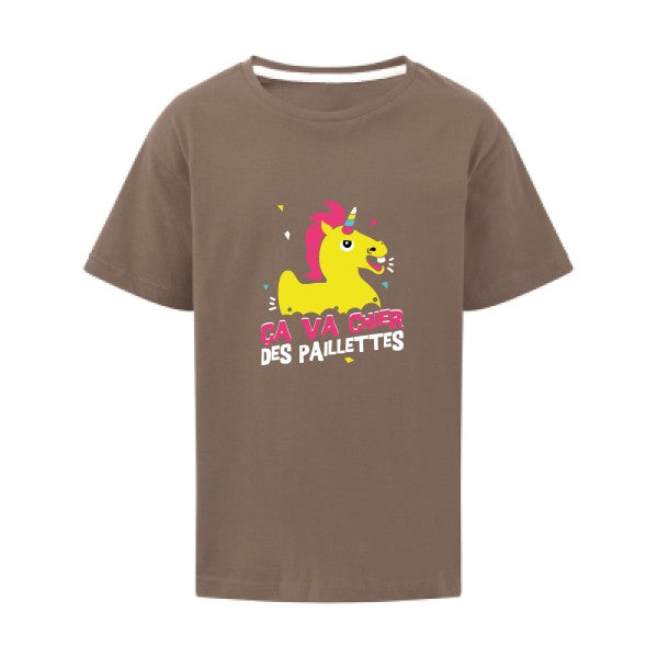 ça va chier des paillettes SG - Kids T-shirt enfant Deep Taupe Taille 128 (7-8/L)