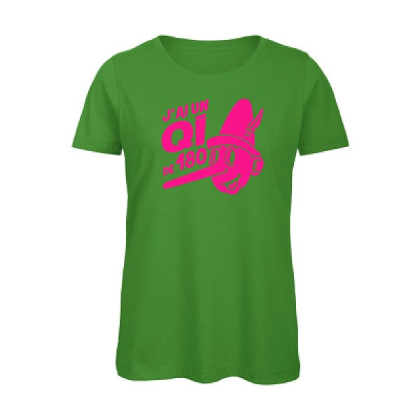 T shirt humour bio femme   femme bio|Quotient intellectuel Rose Fluo 