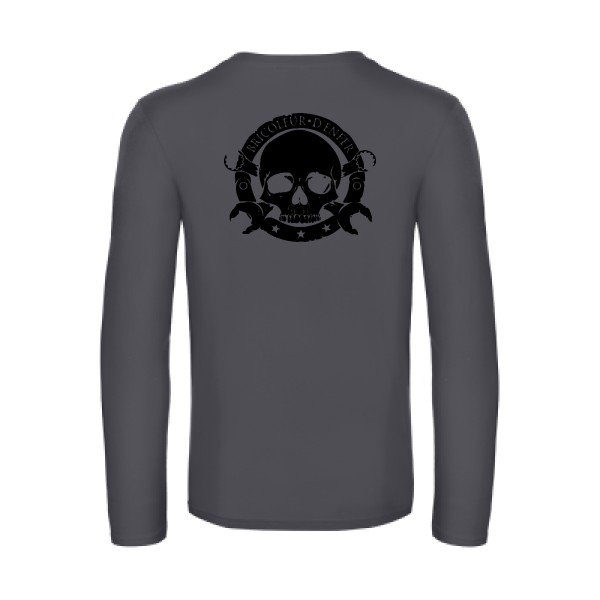 bricoleur d enfer - t shirt- manches- longues- original- humour- Dark Grey impression Dos