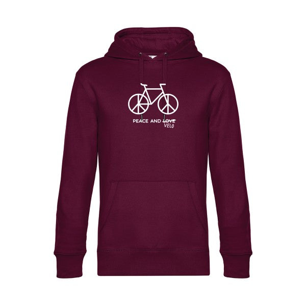 Peace-and-velo sweat shirt original Burgundy flex Blanc impression Face