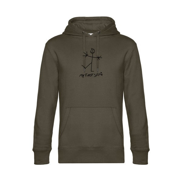 First-Selfie sweat shirt original Khaki flex Noir impression Face