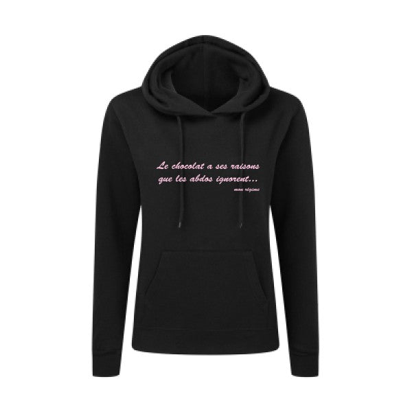 Le chocolat a ses raisons Rose |Sweat original à capuche Femme