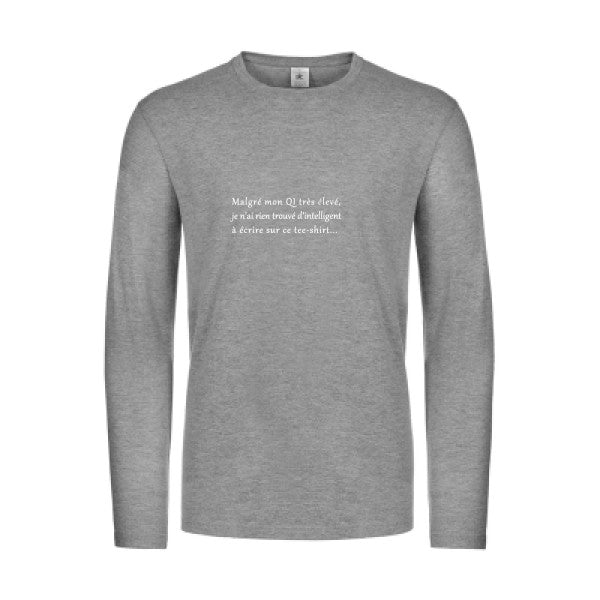 qi - t shirt- manches- longues- original- humour- Sport Grey impression Face