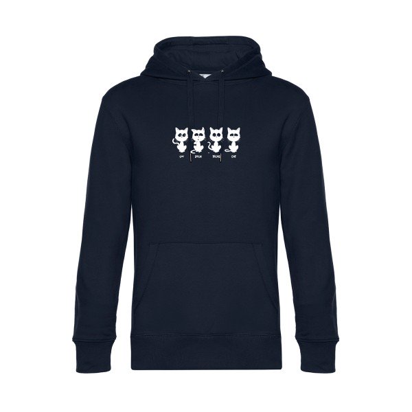 un-deux-trois-cat sweat shirt original Navy Blue flex Blanc impression Face