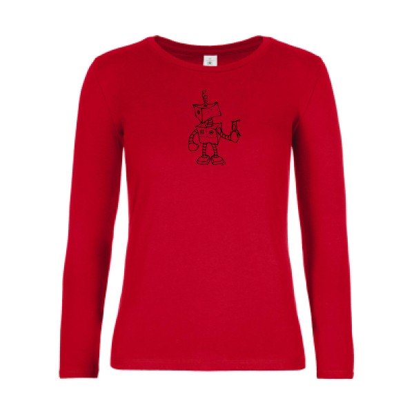 t-shirt lsl femme Robot-&-Bird Red flex Noir
