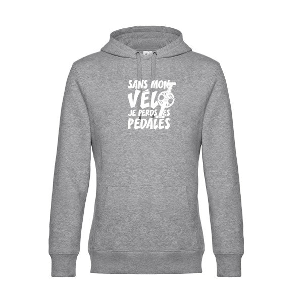 Sans-mon-velo-je-perds-les-pedales sweat shirt original Heather Grey flex Blanc impression Face