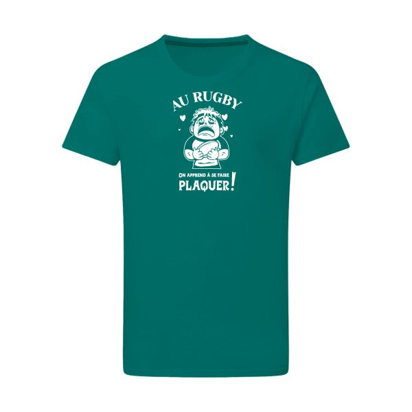 Au rugby, on apprend à se faire plaquer ! - Flex Blanc Tshirt original Emerald Green  2XL