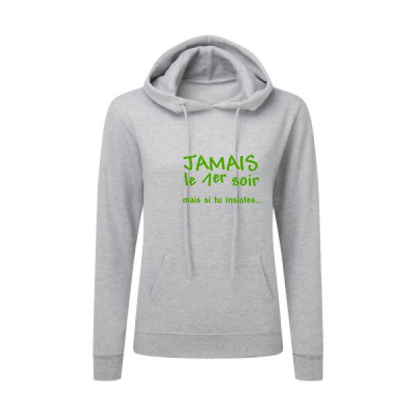 JAMAIS... Vert pomme |Sweat original à capuche Femme