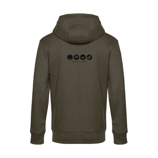 Made-in-Japan sweat shirt original Khaki flex Noir impression Dos