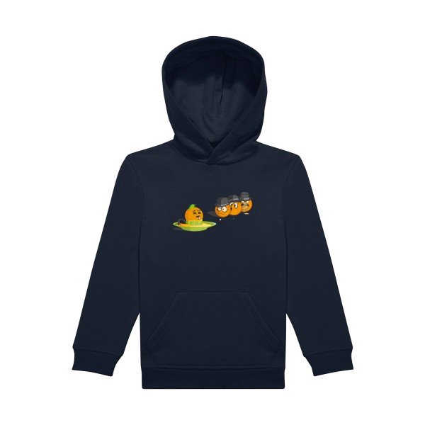 sweat capuche enfant Navy- Orange-mecanique-2