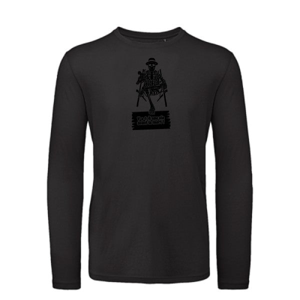 Y a-t-il une vie avant la mort ? Noir |T shirt bio homme rigolo manches longues