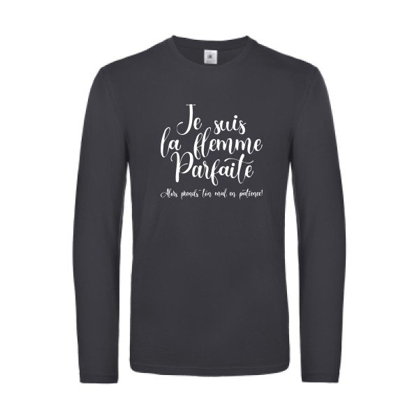 la flemme parfaite - t shirt- manches- longues- original- humour- Dark Grey impression Face