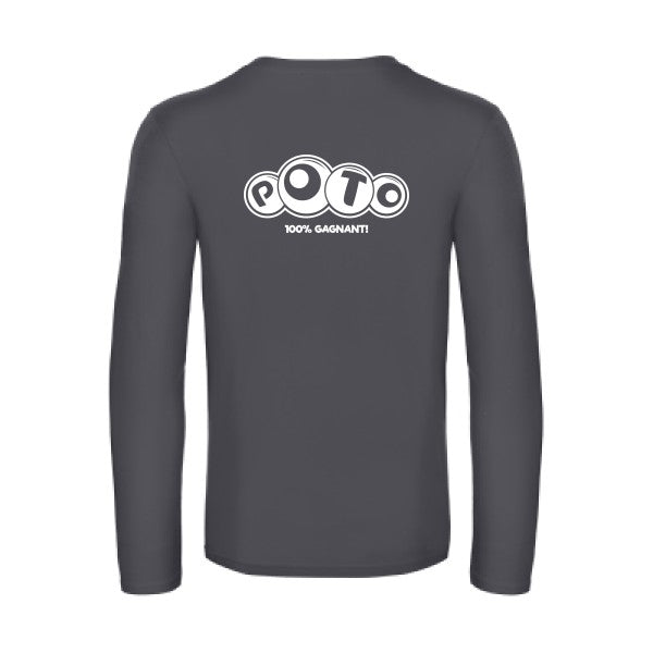 poto - t shirt- manches- longues- original- humour- Dark Grey impression Dos