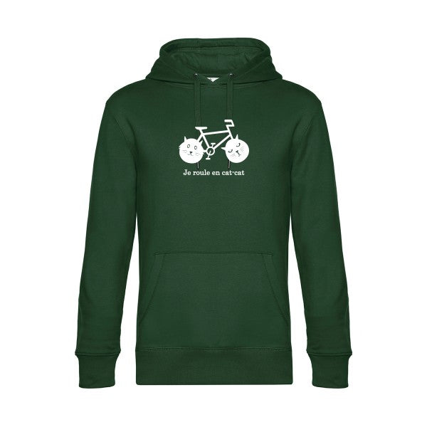 cat-cat-bike sweat shirt original Bottle Green flex Blanc impression Face