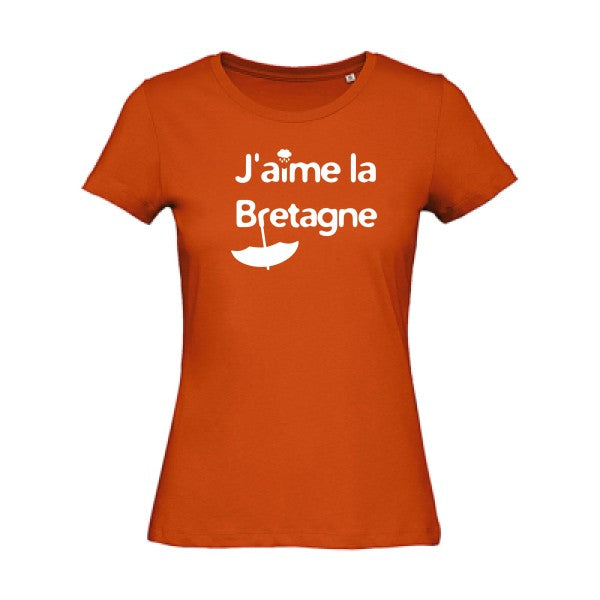 T shirt humour bio femme   femme bio|J'aime la Bretagne Blanc 