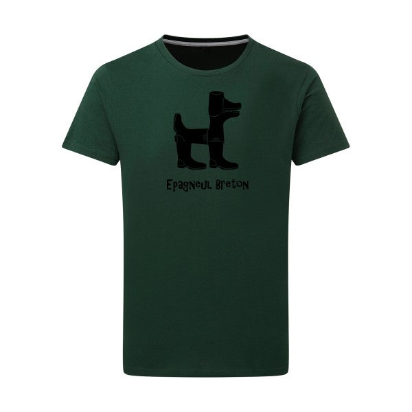 Epagneul breton noir -Flex noir sur T-shirt SG  Bottle Green  2XL