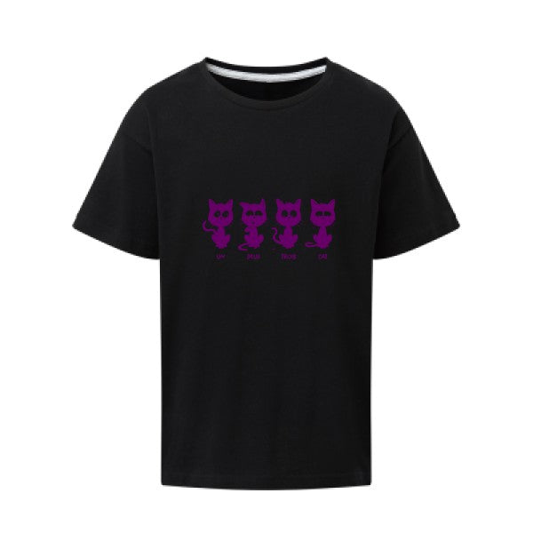 un deux trois cat Flex Violet SG - Kids T-shirt enfant Dark Black Taille 152 (11-12/2XL)