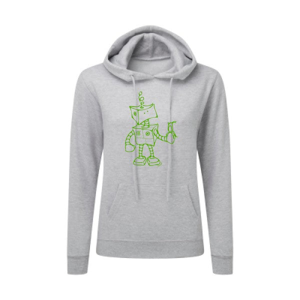 Robot & Bird Vert pomme |Sweat original à capuche Femme