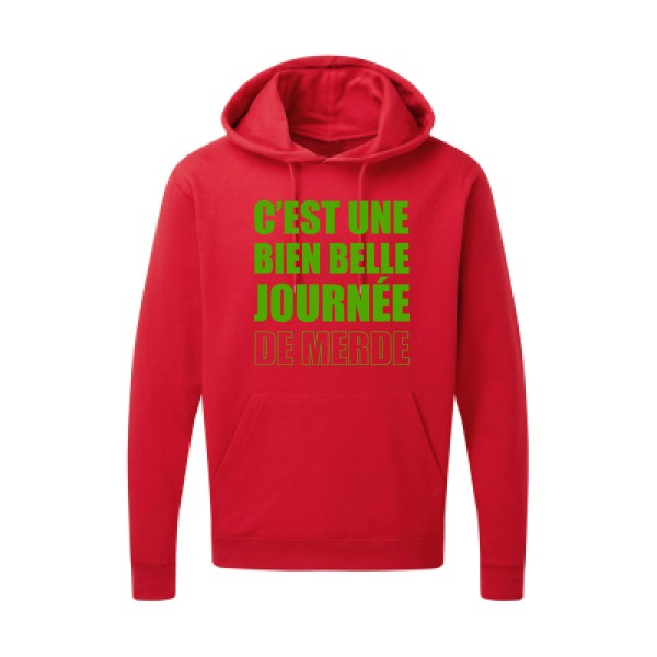 Journée de m... Vert pomme |Sweat capuche imprimé homme