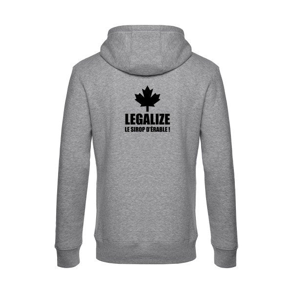 Legalize-le-sirop-d-erable sweat shirt original Heather Grey flex Noir impression Dos