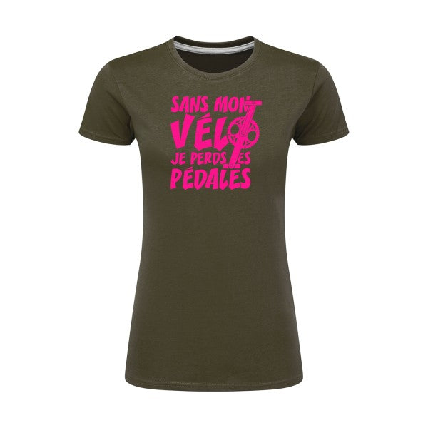 Sans mon vélo, je perds les pédales ! | Rose Fluo |T shirt original femme|SG