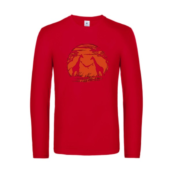 girafe-t-shirt-manches-longues-original-humour -Red