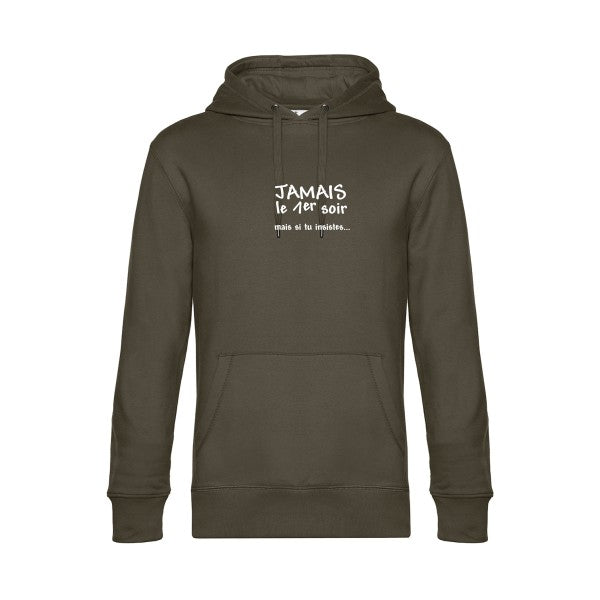 JAMAIS... sweat shirt original Khaki flex Blanc impression Face