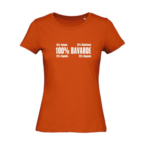 T shirt humour bio femme   femme bio|  Bavarde Blanc 