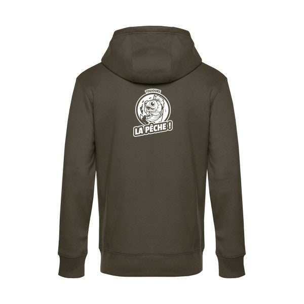 Toujours-la-peche sweat shirt original Khaki flex Blanc impression Dos