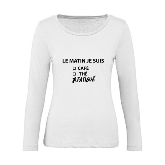 Le matin je suis... Noir |   T shirt manches longues femme|100% bio