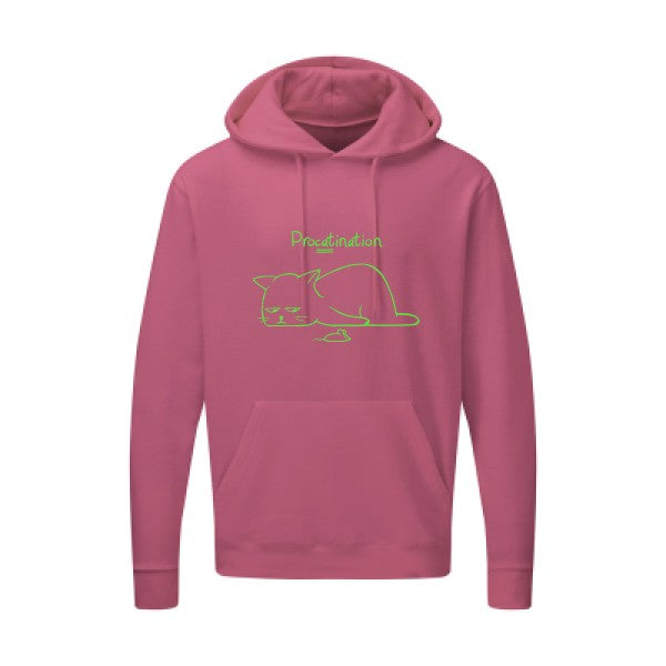 Procatination Vert fluo |Sweat capuche imprimé homme