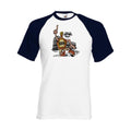 T-shirt fruit of the loom baseball  tous les chemins...  couleur White/Deep Navy