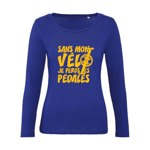 Sans mon vÃ©lo, je perds les pÃ©dales ! jaune Or |   T shirt manches longues femme|100% bio