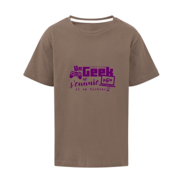 Un geek ne s'ennuie pas Flex Violet SG - Kids T-shirt enfant Deep Taupe Taille 128 (7-8/L)