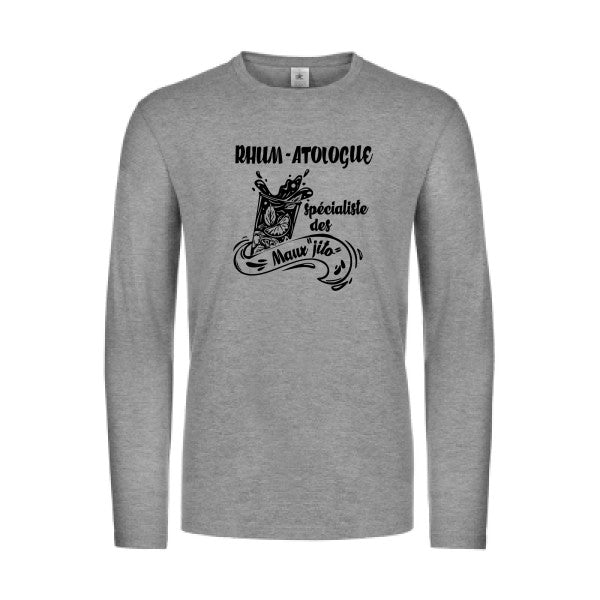 rhum atologue - t shirt- manches- longues- original- humour- Sport Grey impression Face