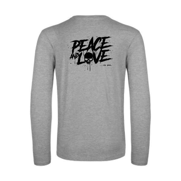 peace or no peace - t shirt- manches- longues- original- humour- Sport Grey impression Dos