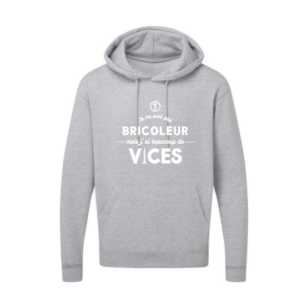 JE NE SUIS PAS BRICOLEUR Blanc |Sweat capuche imprimé homme