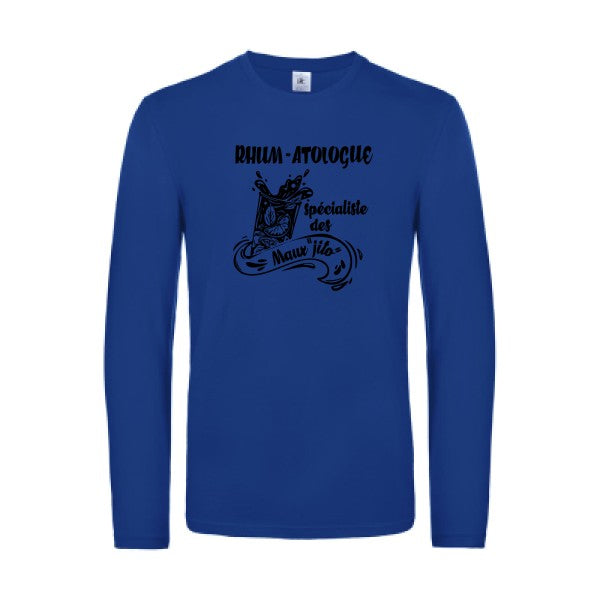rhum atologue - t shirt- manches- longues- original- humour- Royal Blue impression Face