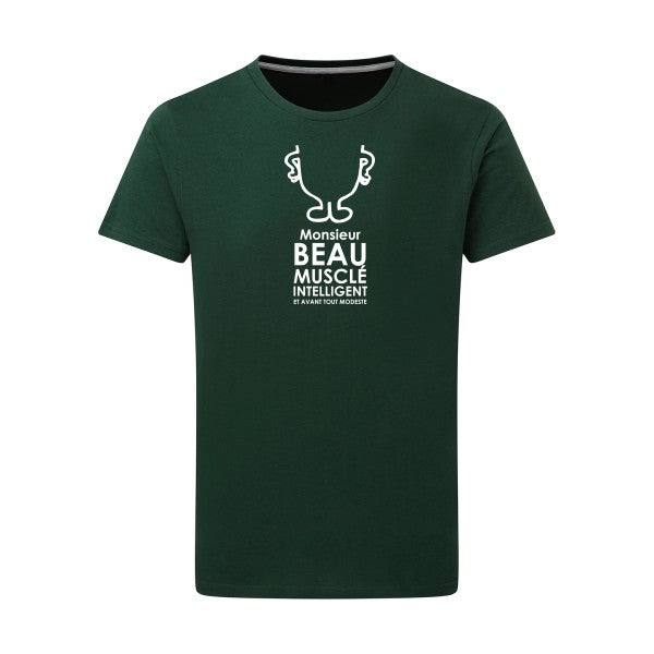 Monsieur Moi Blanc -Flex Blanc sur T-shirt SG  Bottle Green  2XL