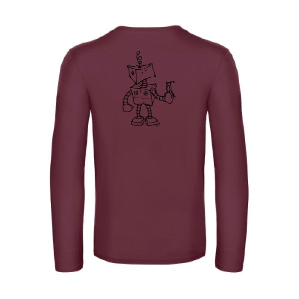 robot & bird - t shirt- manches- longues- original- humour- Burgundy impression Dos