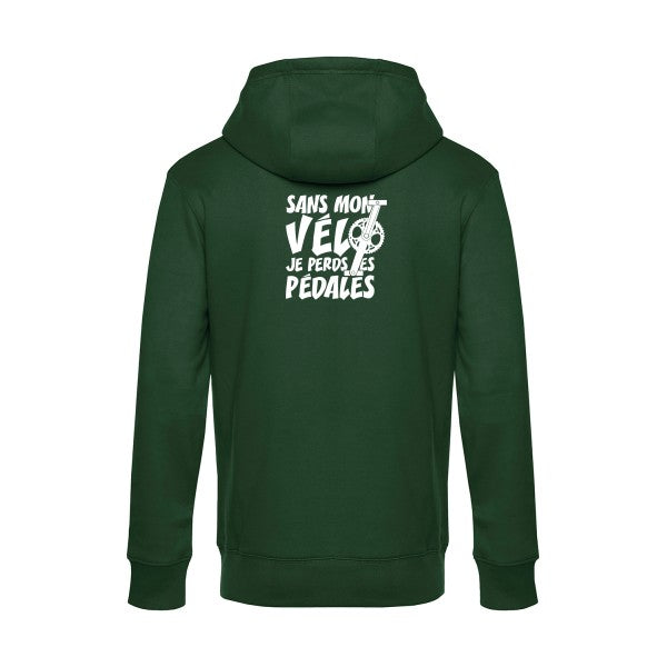 Sans-mon-velo-je-perds-les-pedales sweat shirt original Bottle Green flex Blanc impression Dos