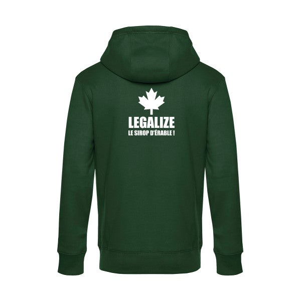 Legalize-le-sirop-d-erable sweat shirt original Bottle Green flex Blanc impression Dos