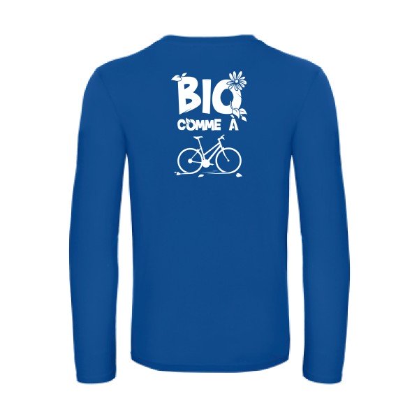bio comme un velo - t shirt- manches- longues- original- humour- Royal Blue impression Dos