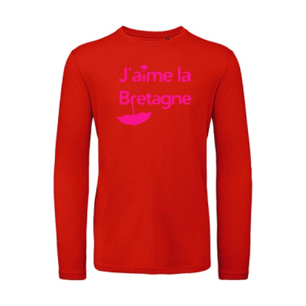 J'aime la Bretagne Rose Fluo |T-shirt bio manches longues