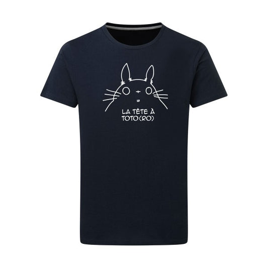 La tête à Toto(ro) -Flex Blanc sur T-shirt SG  Navy  5XL