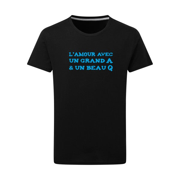 L'Amour avec un grand A et un beau Q ! - Flex bleu clair Tshirt original Dark Black  4XL